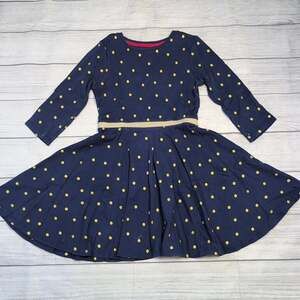 8/9 Mini Boden Gold Polka Dot Skater Dress